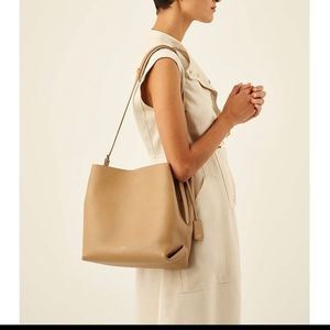 Oroton Margot Leather Crossbody Tote Tan